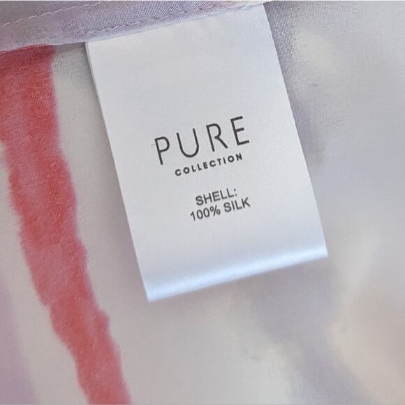 PURE Collection Silk Pink Purple Stripe Blouse Vneck Short Sleeve US 6 - Picture 4 of 7